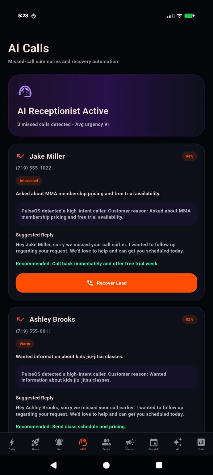 PulseOS screen